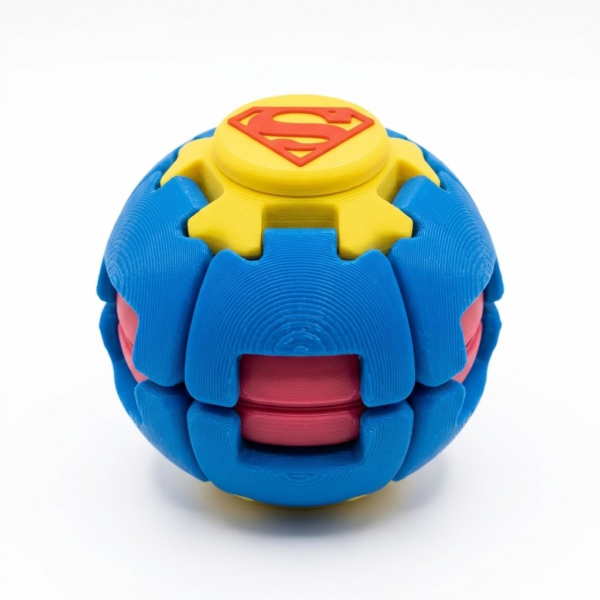 白色超人 Comic Hero Inspired 3D Fidget Sphere | 2-in-1 Press & Rotate Puzzle Ball for Stress Relief