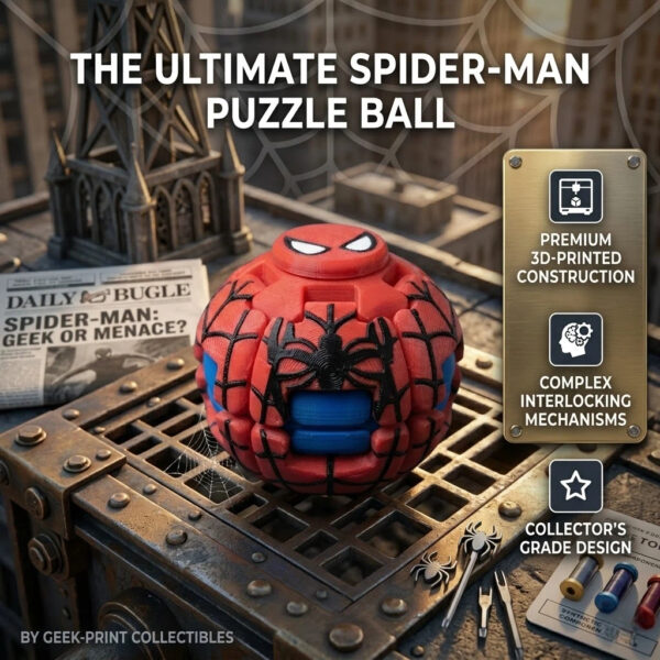 蜘蛛侠 Comic Hero Inspired 3D Fidget Sphere | 2-in-1 Press & Rotate Puzzle Ball for Stress Relief